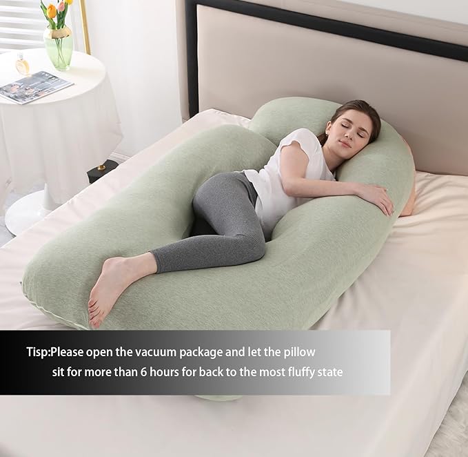 Jcickt Pregnancy Pillow J-Shaped Full Body Pillow, 59 inch Cool Fabric Easy to - Image 4