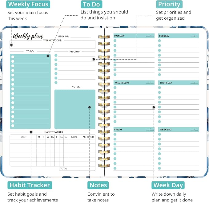 Undated Weekly Planner, Weekly To Do List Notebook - Image 2