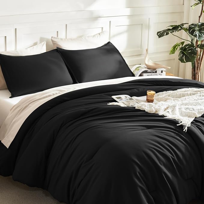 Litanika Oversized King Comforters Black Super King Plus Size, 3 Pieces - Image 5