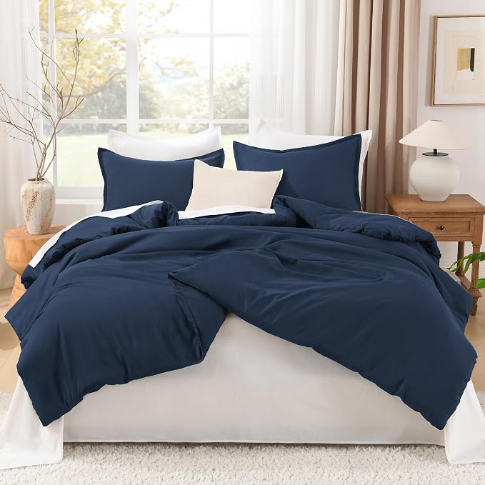 Litanika Navy Blue Oversized King Comforters Super King Size, 3 Pieces - Image 3