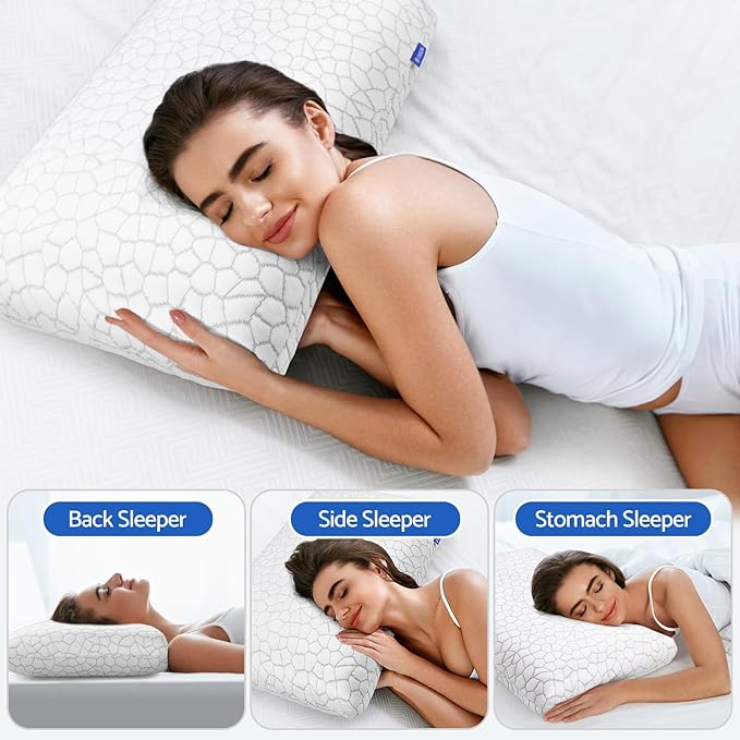 CushZone Memory Foam Pillows for Sleeping, Bed Pillow - Image 6
