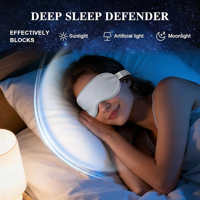 Silk Sleep Mask, Eye Mask for Sleep Women Men, Mulberry Sleeping Mask - Image 6