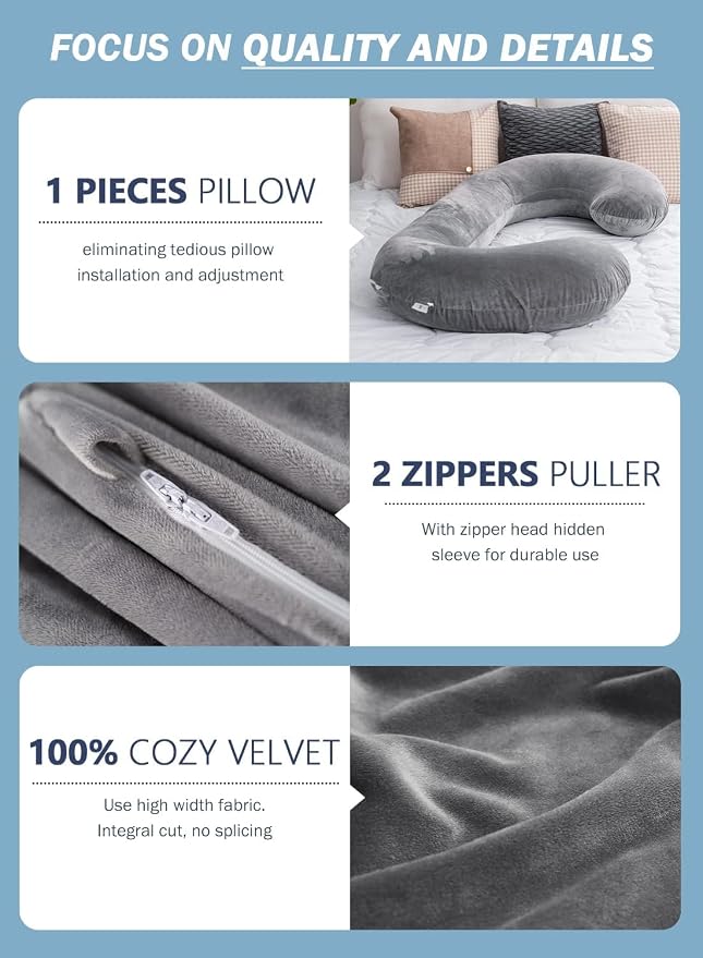 INSEN Pregnancy Pillow for Sleeping, Maternity Pillow - Image 8