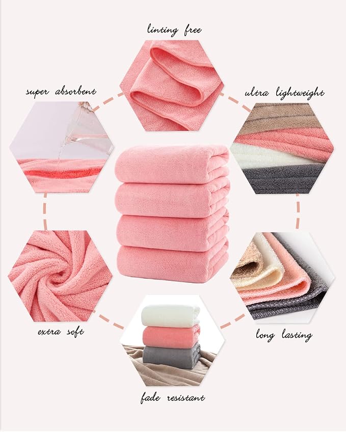 Lumimi Towels 4 Piece Soft Microfiber Bath Towel Set Salon Gym Yoga Travel - Image 4