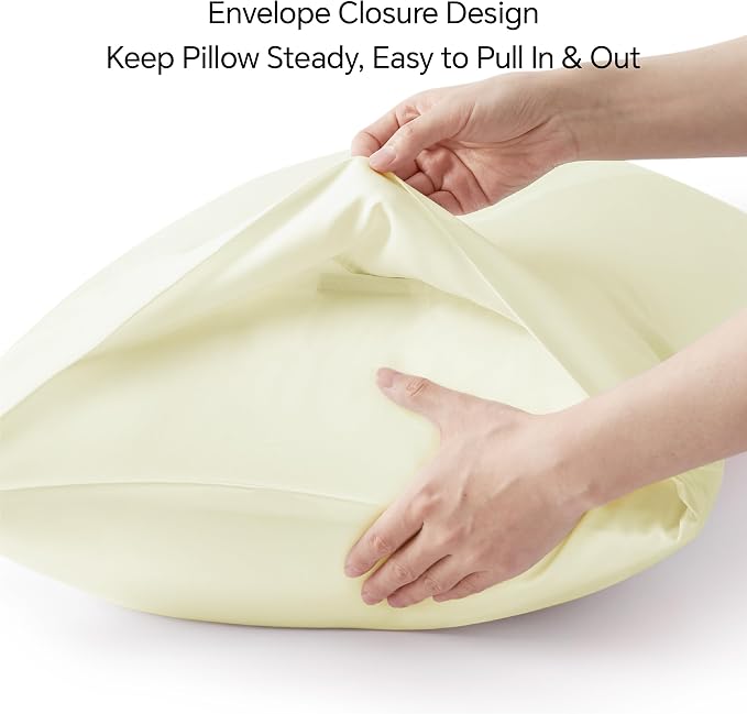 BEDELITE Cream Pillow Cases Queen Size Set of 2, Rayon Derived from - Image 6