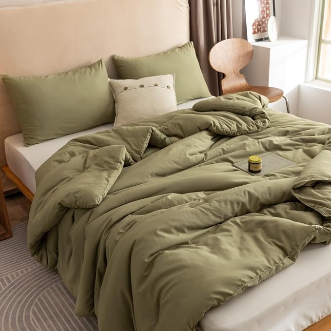 ROSGONIA Alaskan King Comforter 136x120, Olive Green, 1 Extra Large King Size by ROSGONIA