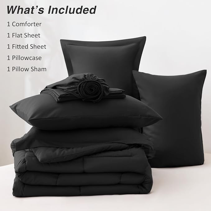 Love's cabin Twin XL Comforter Set Ash Black, 5 Pieces Twin XL Bed in a Bag - Image 8