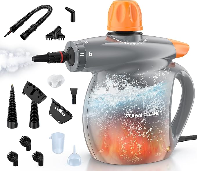 Steam Cleaner, Pressurized Handheld 13pcs Multi-Purpose Natural Deep Cleaning by LABIGO