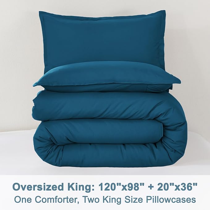 Litanika Comforters Teal Oversized King Size, 3 Pieces Lightweight Solid - Image 9