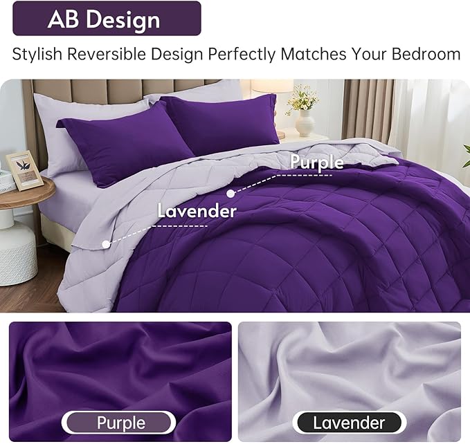 MUXHOMO 7 Pieces Oversized Queen Comforter Set, Reversible Bed in a Bag - Image 3