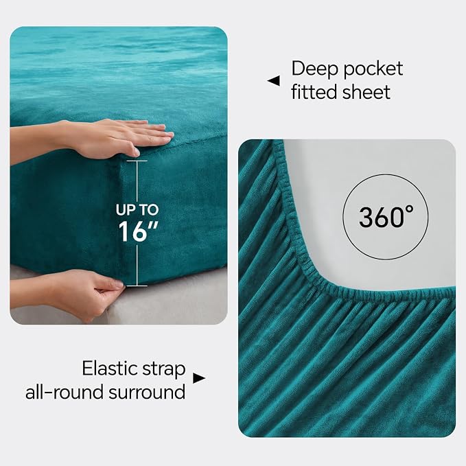BEDELITE Flannel Sheets King Size Teal - Image 4