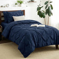 CozyLux Twin XL Comforter Set Navy Blue, 5 Pieces Twin Extra Long Pintuck Bed by CozyLux