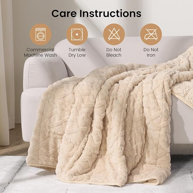 Weighted Blanket Queen Size 15lbs, Classy Soft Jacquard Sherpa Weighted Blankets - Image 8