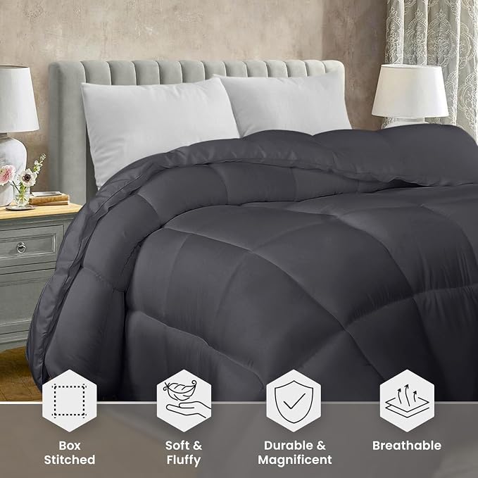 Utopia Bedding Queen Comforter Duvet Insert, Quilted Grey Comforter - Image 3