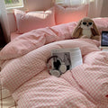 Nayoroom Gingham Duvet Cover Queen Size Reversible Pink Plaid Checkered Duvet by Nayoroom