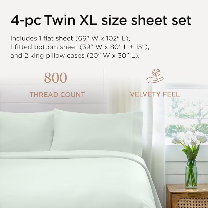 Threadmill Sheets for Twin XL Mattress | 800 Thread Count Twin XL Bed Sheets Set - Image 2