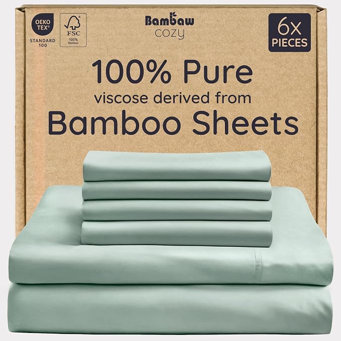 Bambaw King Sheet Set 6pcs – 100% Viscose Derived from Bamboo Sheets King Size by Bambaw