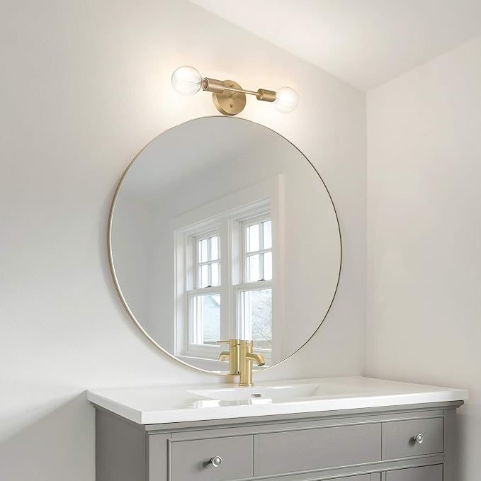 Globe Electric 2-Light Vanity Light, Matte Brass, Open Socket, Horizontal - Image 3