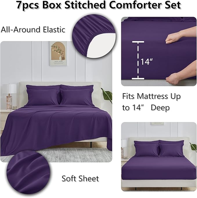 CozyLux Queen Comforter Set Purple - Image 6