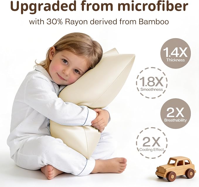MR&HM Breathable Toddler Pillowcase 13"x18" Travel Pillow Case Set of 2 - Image 3