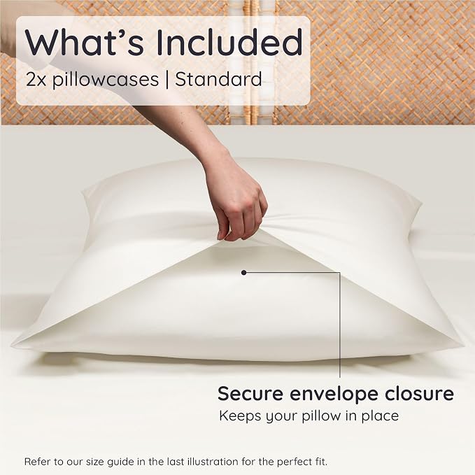 Bambaw 100% Viscose Derived from Bamboo Pillowcase Standard Size – Set of 2 - Image 2
