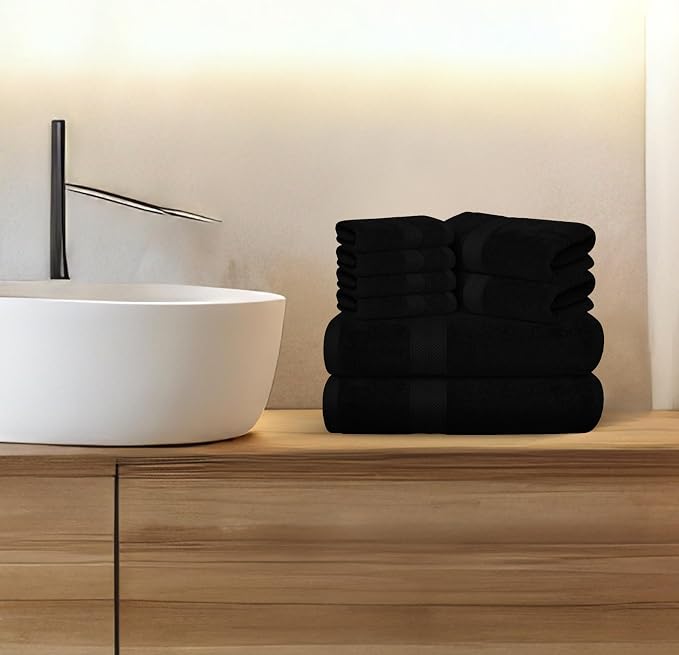 Avalon Towels Luxury 8 Piece Black Towels Set, 2 Bath Towels, 2 Hand Towels and - Image 6