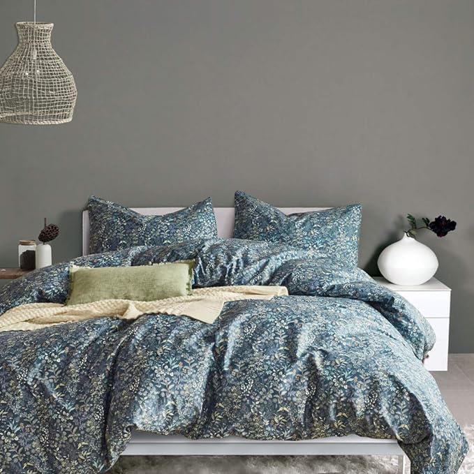mixinni Small Blue Flower Duvet Cover Full Garden Style Floral Duvet Comforter by mixinni