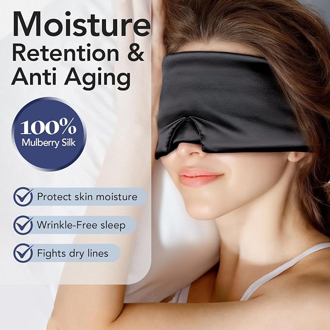 LitBear Silk Sleep Mask for Women Men, Adjustable 100% Mulberry Silk Sleep Eye - Image 2