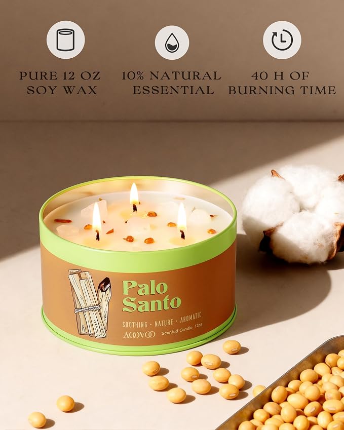 AOOVOO Palo Santo Candle for Meditation & Cleansing - Image 3