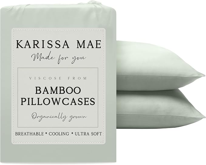 Karissa Mae Cooling Bamboo Viscose Standard Size Pillowcase Set | 100% by KARISSAMAE