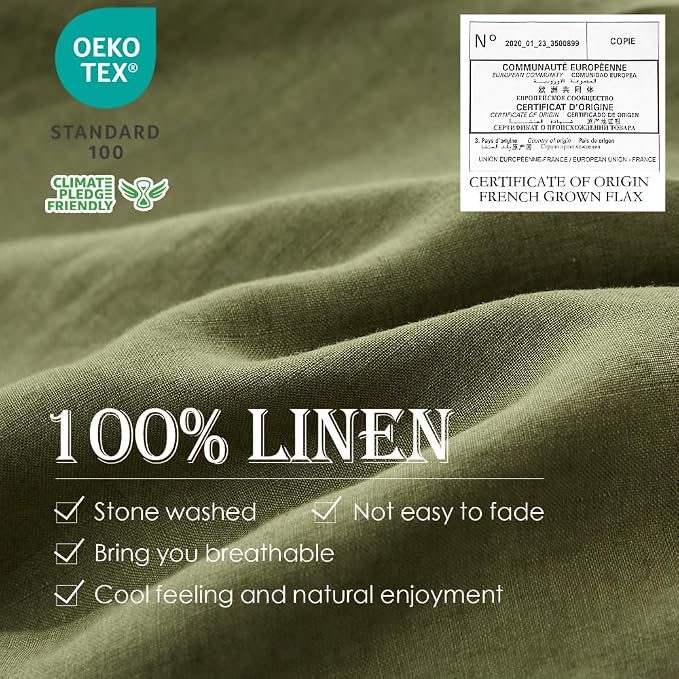 Simple&Opulence 100% Linen Duvet Cover Set 3pcs Basic Style Natural French - Image 2
