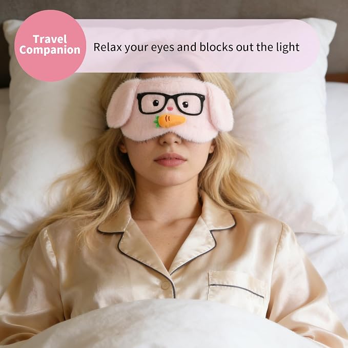 PERFECTSIGHT Sleep Eye Masks, Cute Plush Sleep Eye Cover Lightweight Adjustable - Image 3