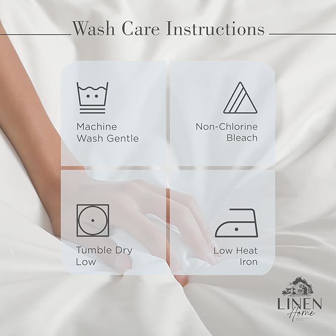 Linen Home 100% Cotton Percale Sheets King Size, Deep Pocket, 4 Pieces Set - Image 5