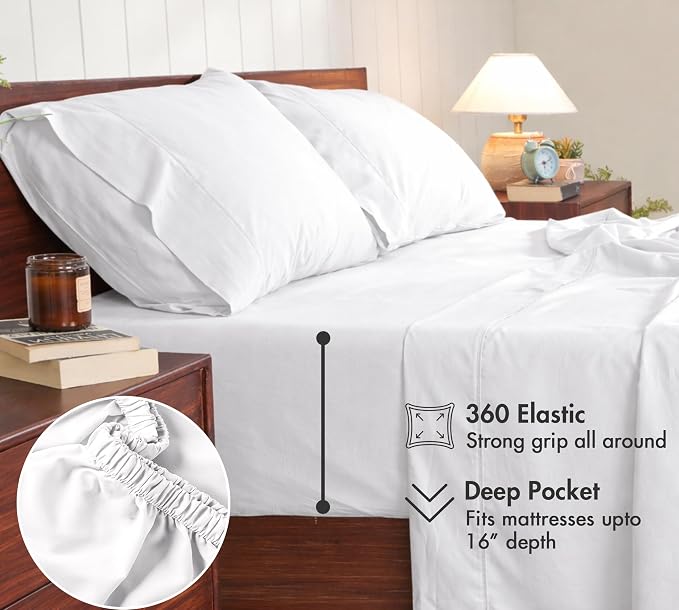 RUVANTI 100% Cotton Sheets – Split King Size Percale Bedding, Cooling & - Image 6
