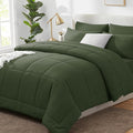 CozyLux Queen Comforter Set Olive Green, 7 Pieces Bed in a Bag, All Season by CozyLux