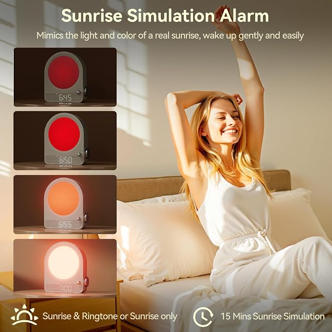 Vivilumens Sound Machine Alarm Clock, Gentle Sunrise Wake Up Light Alarm Clock - Image 4