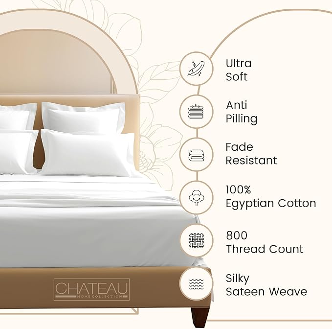 Egyptian Cotton Sheets Queen Size Bed Set, 800TC Deep Pocket Sheets Queen - Image 6