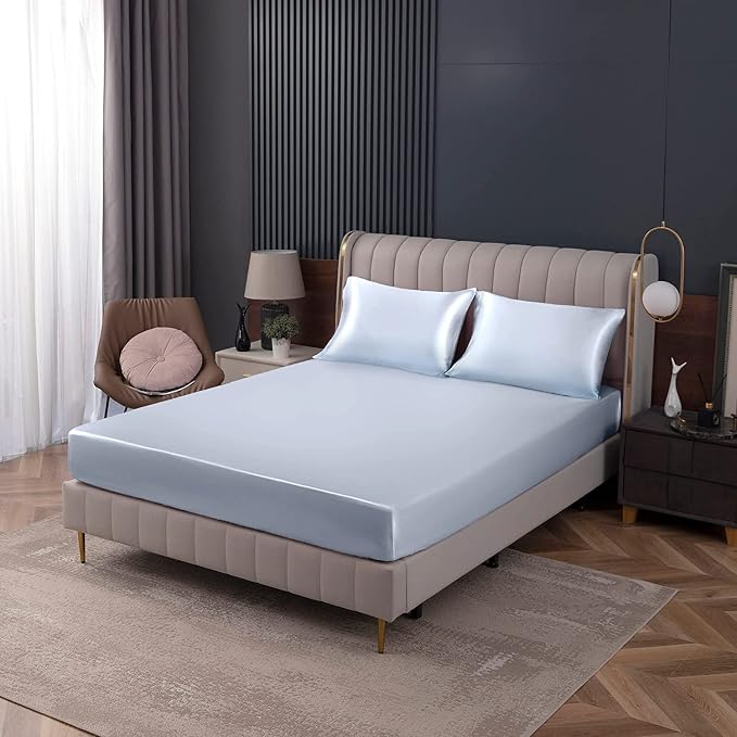 Homiest Baby Blue Satin Fitted Sheet - Image 9