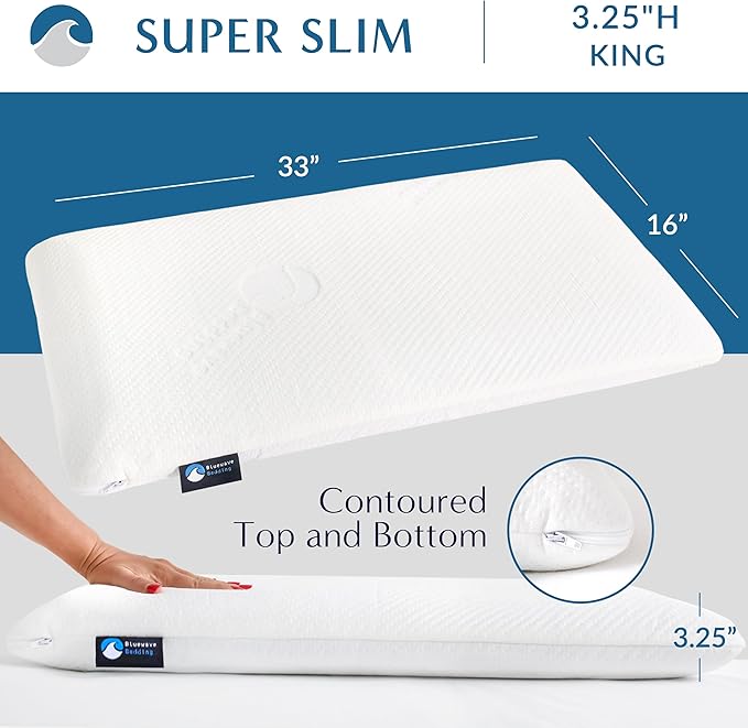 Bluewave Bedding Super Slim Gel Memory Foam Pillow - Image 2