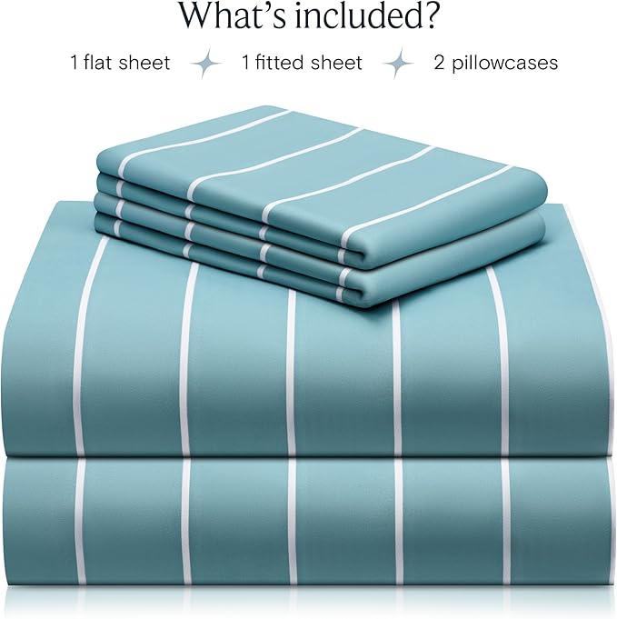 LuxClub 4 PC Queen Size Sheet Set Bed Sheets, Breathable Luxury, Deep Pockets - Image 2