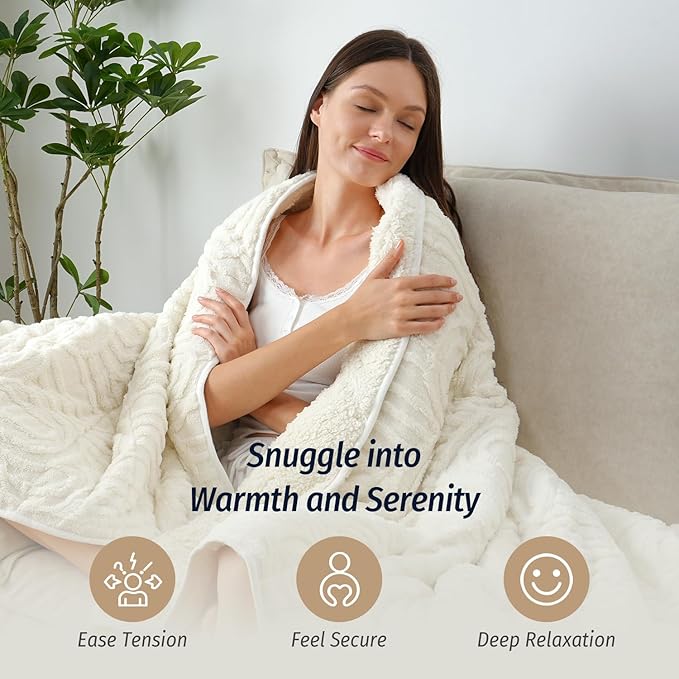 Wemore Jacquard Fleece Weighted Blanket Queen Size 60" x 80" 15lbs, Ultra Soft - Image 5