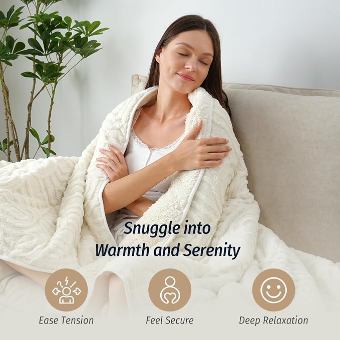Wemore Jacquard Fleece Weighted Blanket Queen Size 60" x 80" 20lbs, Ultra Soft - Image 5