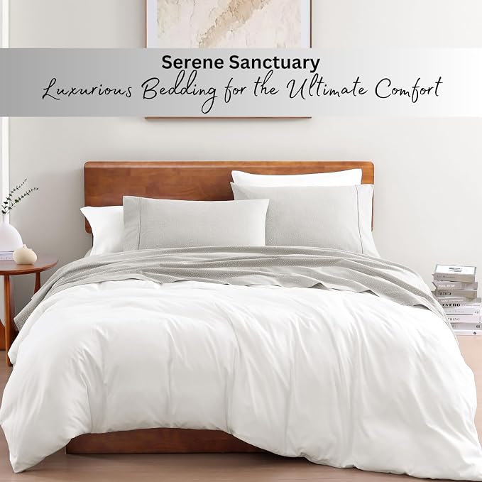 LANE LINEN 100% Organic Cotton Grey Queen-Sheets Set 4-Piece Long Staple - Image 7