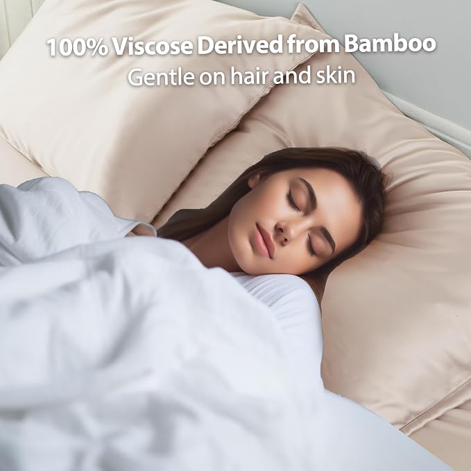 2 Pack Cooling Pillow Cases, Viscose Derived from Bamboo Pillow Protectors King - Image 6