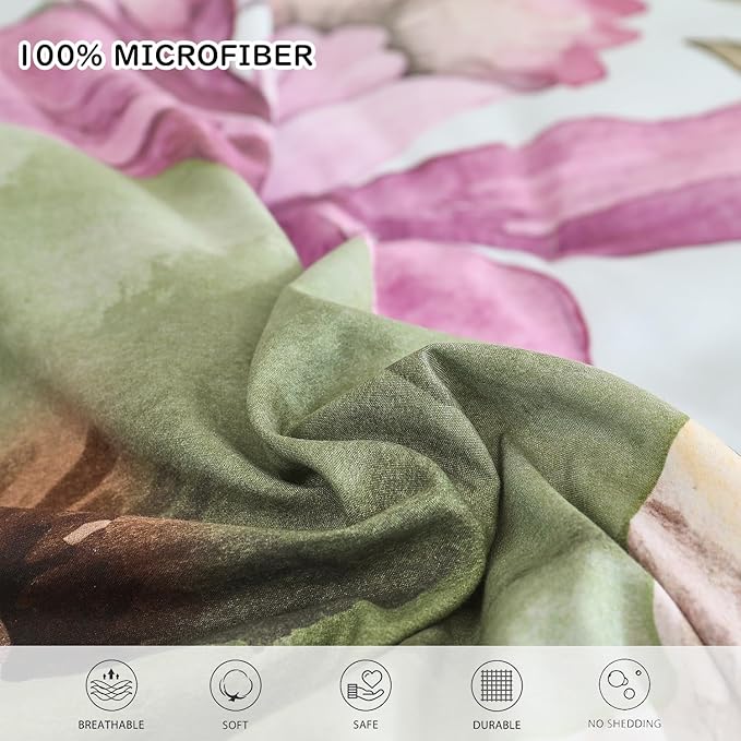 Yogeneg Queen Comforter Set 7 Piece Bed in a Bag, Elegant Floral Botanical - Image 5