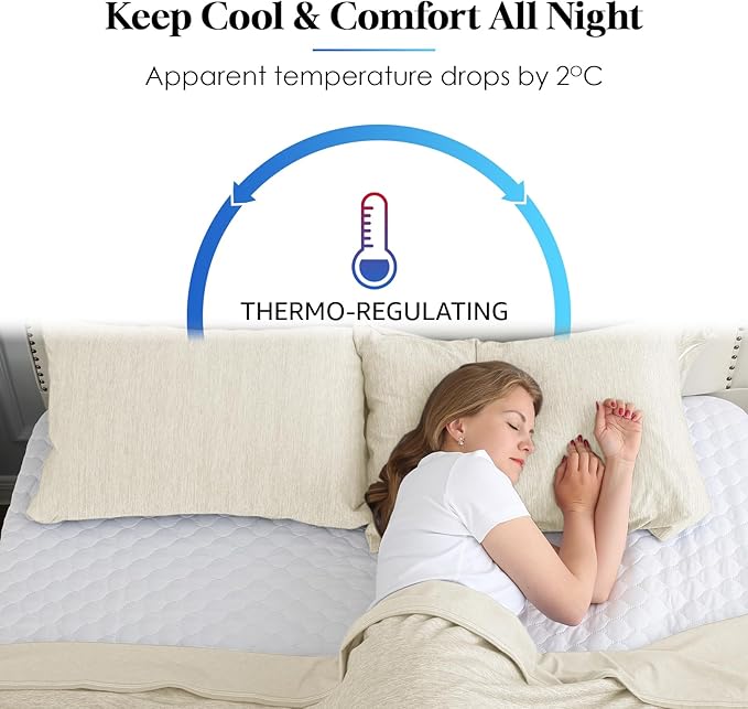 CHOSHOME Cooling Pillow Cases Zipper Pillow Covers Q-Max > 0.45 Zippered - Image 3