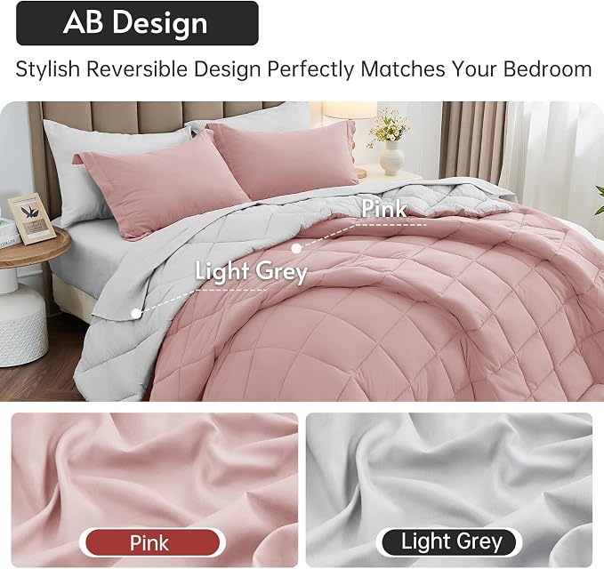 MUXHOMO 7 Pieces Queen Comforter Set, Reversible Bed in a Bag Queen Size - Image 3