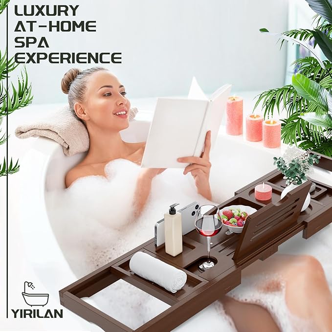 Yirilan Bathtub Trays for Tub, Bath Tray, Foldable Bathtub Caddy - Image 2