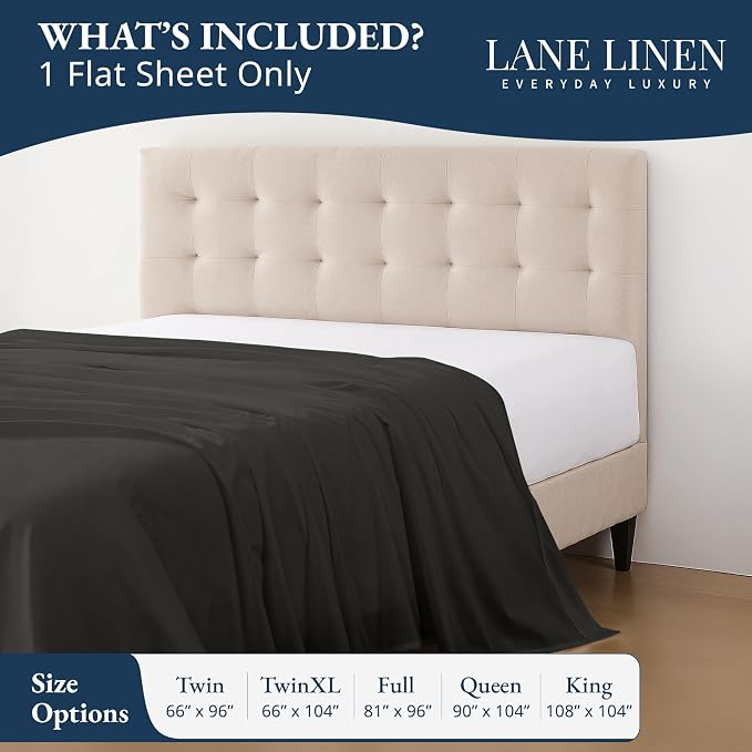 Lane Linen 100% Organic Cotton Full Size Flat Sheet Only - Image 2