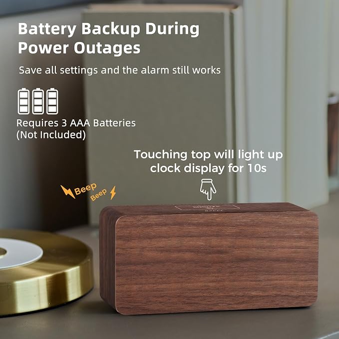 uscce Wooden Digital Alarm Clocks - Image 7